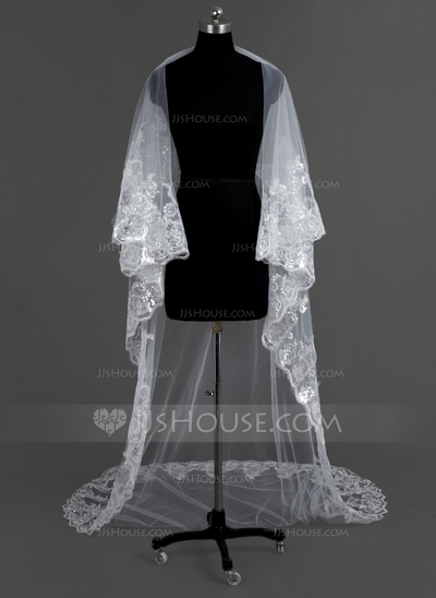 Gorgeous One-Tier Cathedral Bridal Veils With Applique