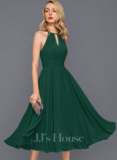 deep green chiffon midi dress Wedtrend Women Chiffon Dark Green Evening Dress A Line V Neck Floor Length  Mother Of The Bridal Dress With Half Sleeves – WEDTREND main image 0
