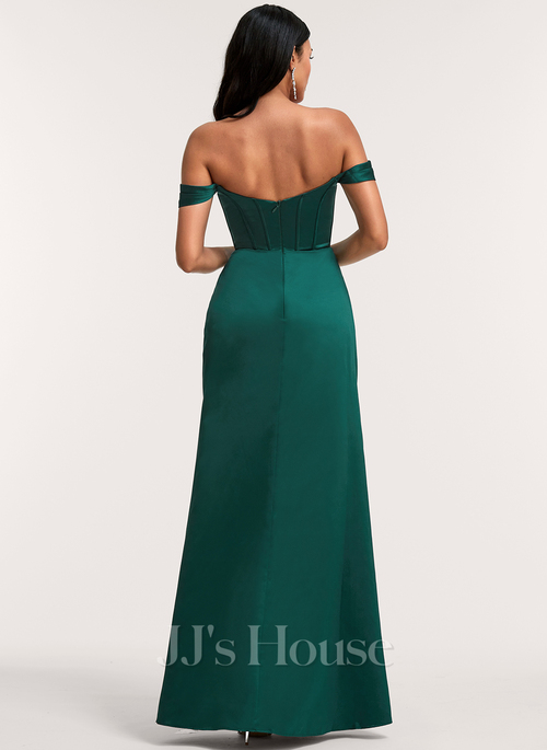 donna karan new york women's metallic brocade a-line dress Elegant Bridesmaid Dresses Satin Split Off Shoulder – Lisposa