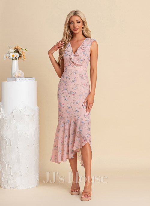 sachin and babi light blue dress Adrianna Papell Floral Chiffon A-Line Midi Dress with Cap Sleeves