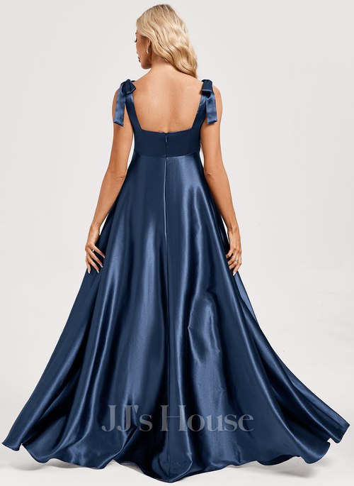 JJ's House Frida A-line Square Stretch Satin Maternity Bridesmaid Dress