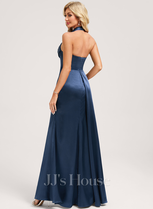 jennifer stretch satin ruched formal dress Jennifer Stretch Satin Ruched Formal Dress
