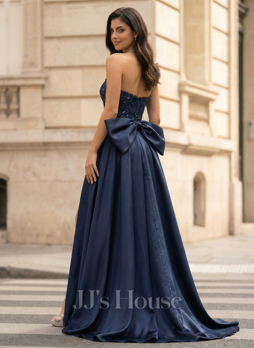 Tea Sheath/Column Strapless Sequins Lace Prom Dress | JJ's House