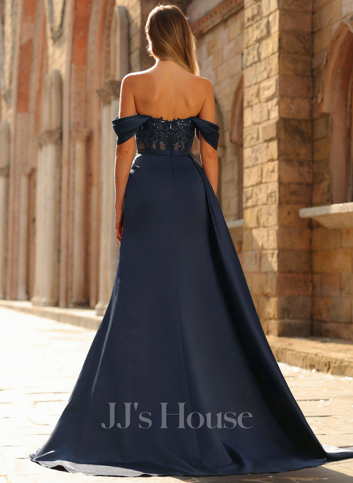Arza Trumpet/Mermaid Off the Shoulder Strapless Sequins Satin Prom Dress |  JJ's House