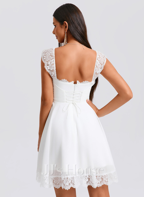 homecoming dresses chiffon Mini Lace Halter Neck Backless Chiffon Homecoming Dress main image 0