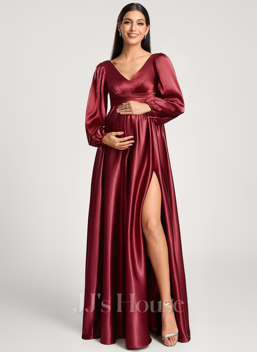 maternity bridesmaid dress long sleeve Simple Empire Long Sleeve Maternity Wedding Dress With Sweep Train-715507 main image 1