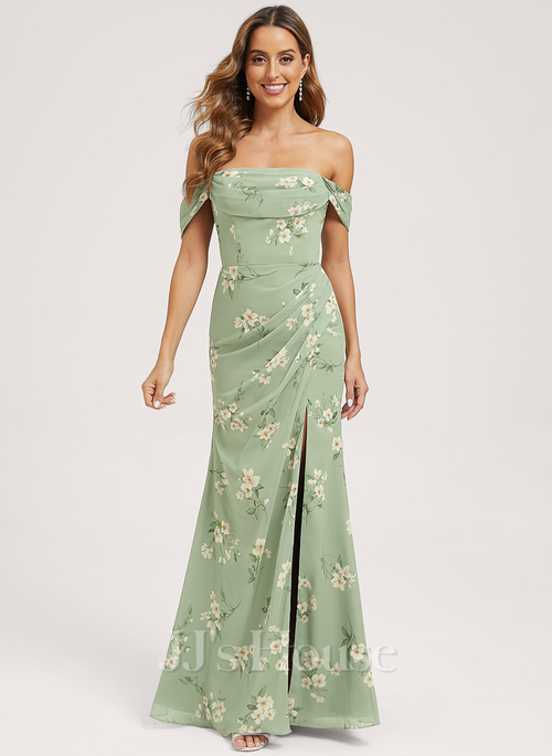 Penka A-line Off the Shoulder Ruffle Chiffon Bridesmaid Dress | JJ's House