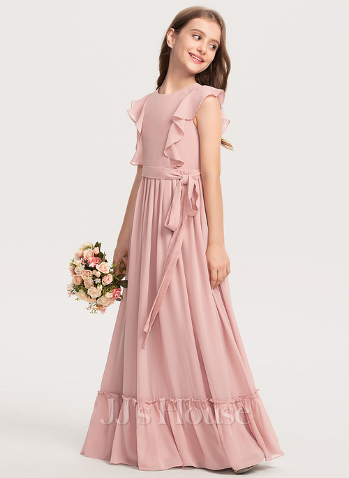 a-line scoop floor-length chiffon bridesmaid dress with ruffle Wedtrend Women Long Bridesmaid Dress A-Line Sweetheart Tiered Floor Length  Chiffon Wedding Party Dress – WEDTREND