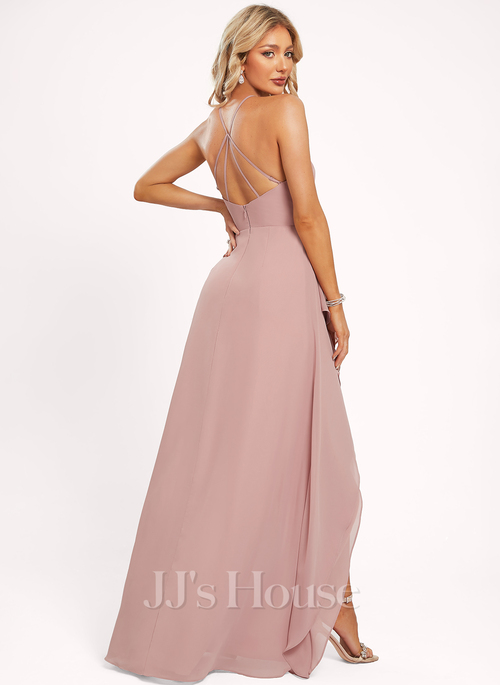 Melodie A-line Halter Ruffle Chiffon Bridesmaid Dress | JJ's House