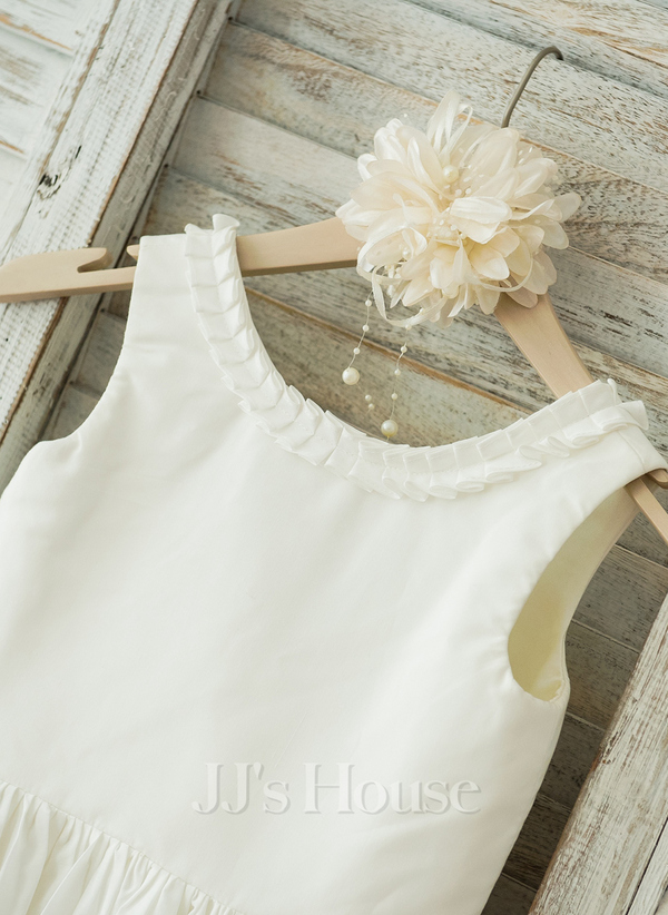 Scoop Neckline V-Back Floor-length Flower Girl Dress Moss main image 0