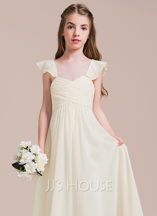 Sleeveless Floor-length Junior Bridesmaid Dresses Chocolate