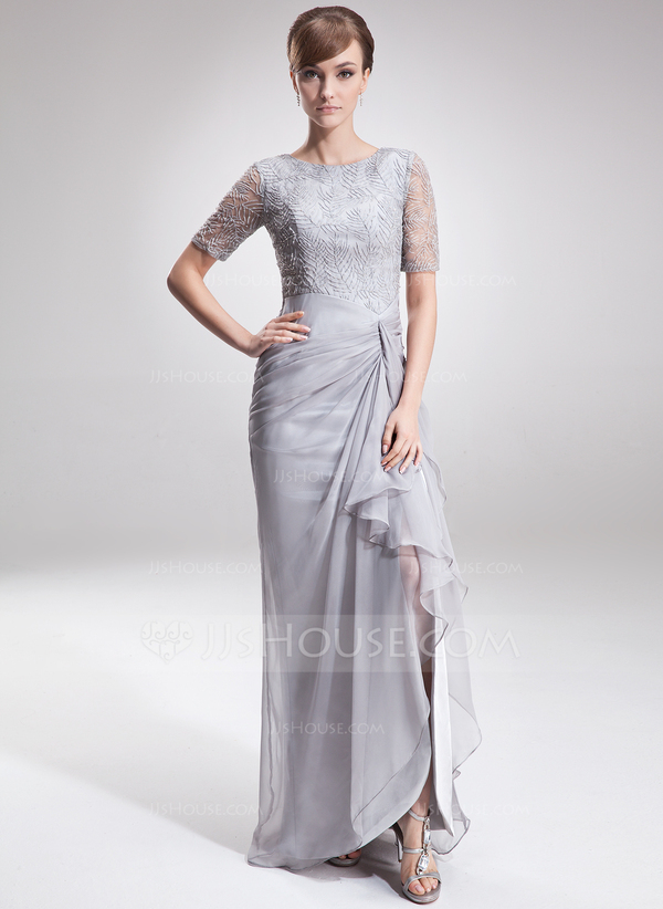 Chiffon Scoop Neck Ruffles Mother of the Bride Dresses main image 1