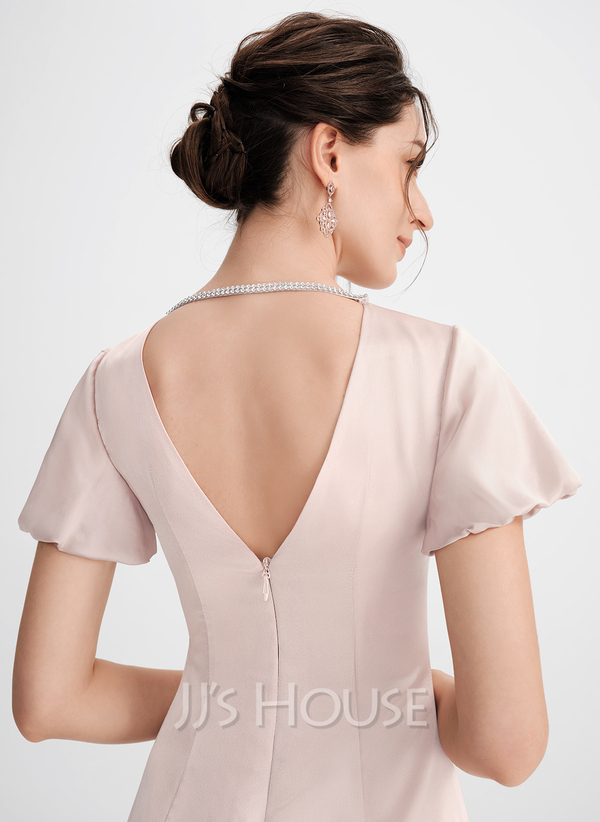 Gorgeous V-Neck A-Line Satin Cocktail Dress JVN47315 main image 0