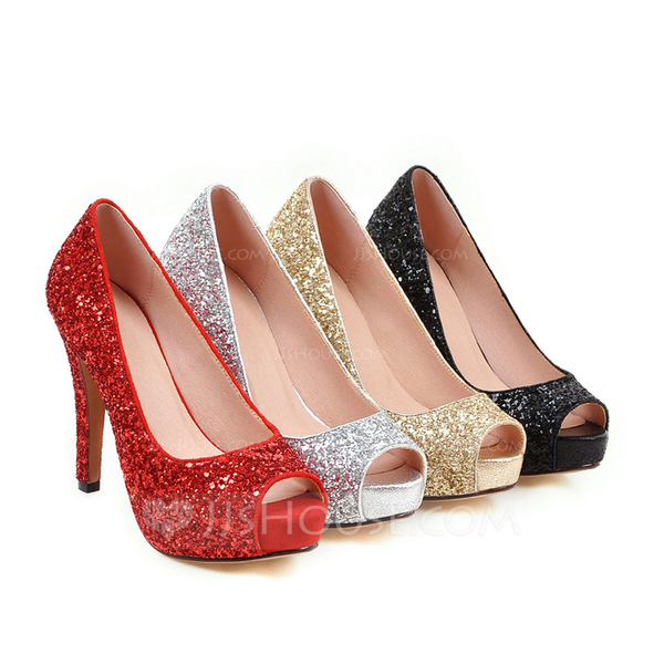 Pointy Glitter Stiletto Heel Pumps main image 0
