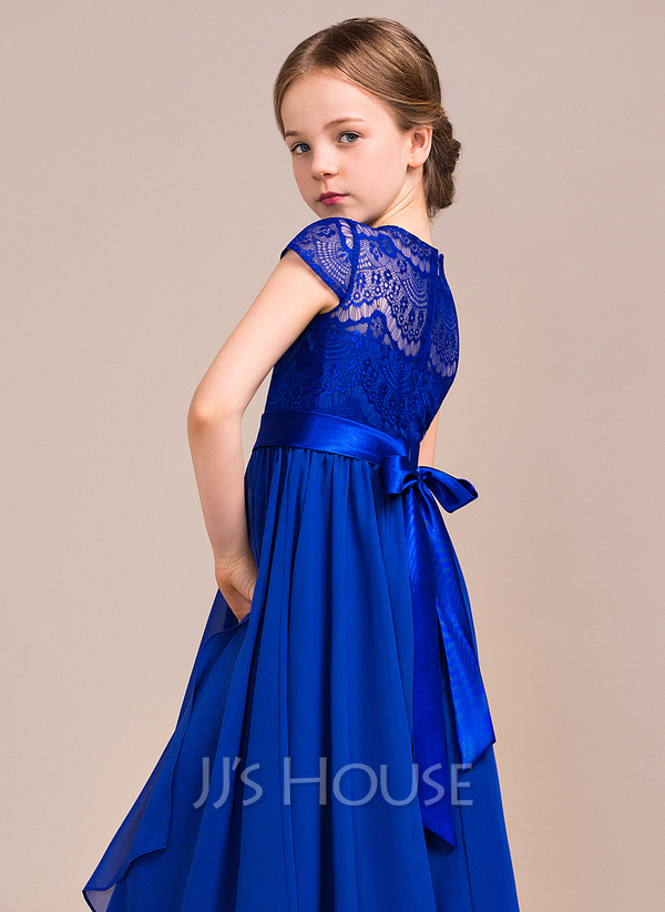 Scoop Neckline Lace Chiffon Junior Bridesmaid Dresses Vintage Mauve main image 1