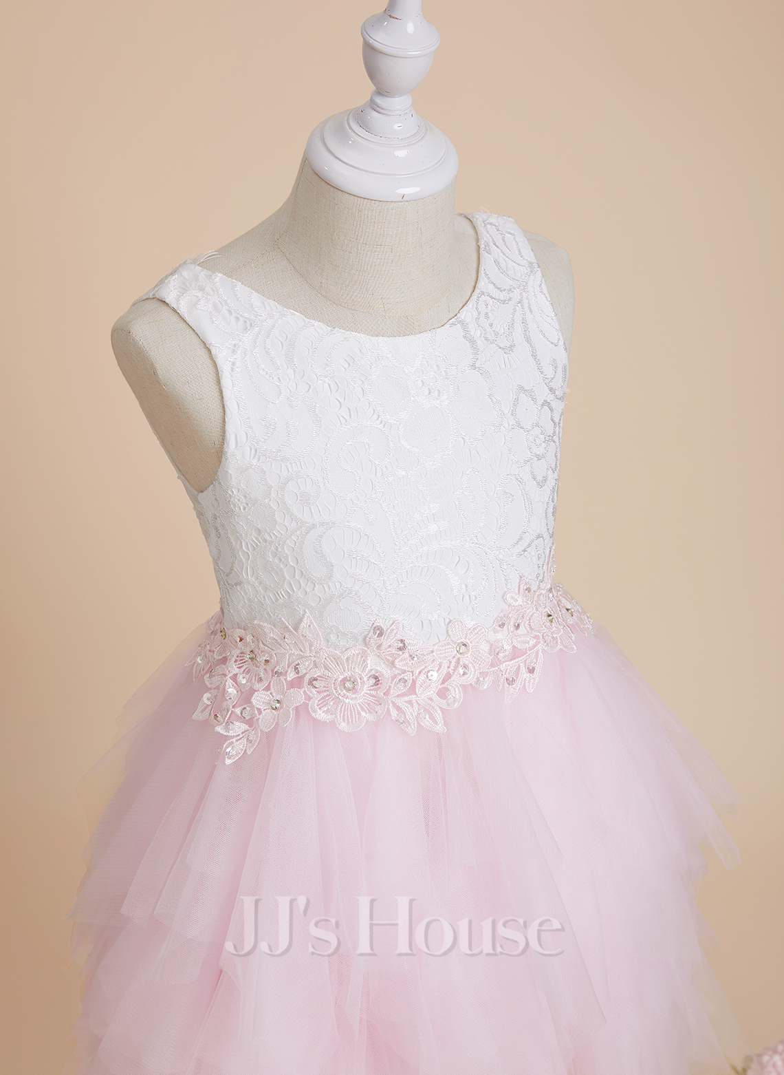 Ball-Gown Scoop Short Sleeves Knee-Length Tulle Flower Girl Dresses main image 1