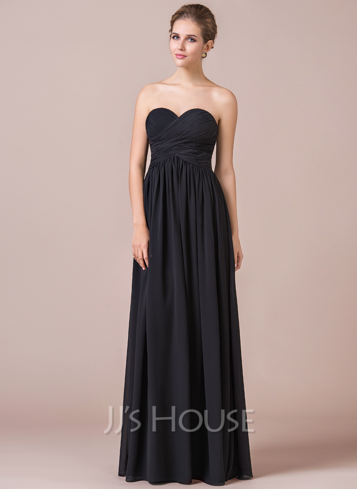 Grau Blau A Linie Rückenfreies Korsett Chiffon Brautjungfernkleid main image 1