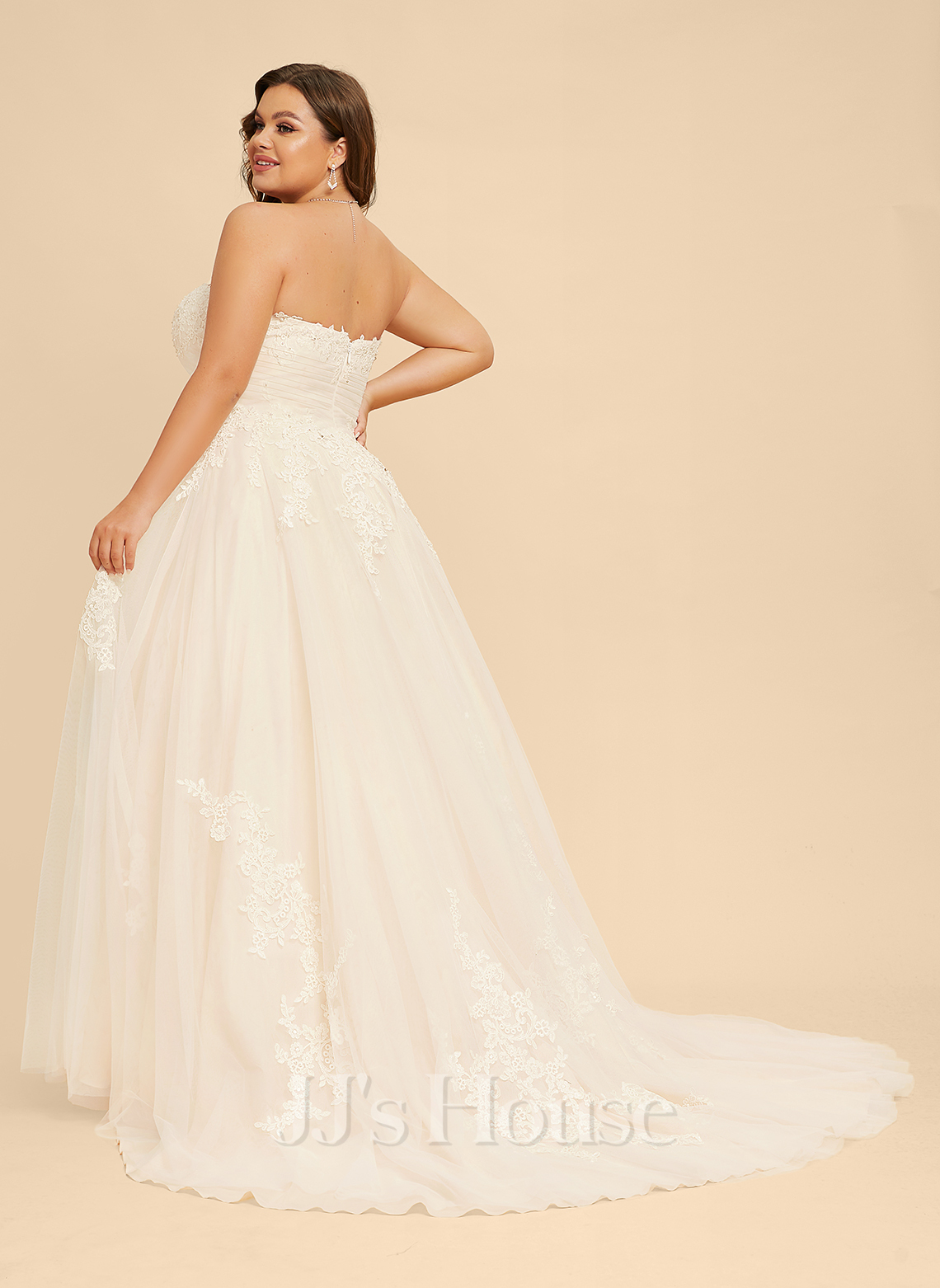 Ball-Gown/Princess Sweetheart Court Train Tulle Lace Prom Dresses main image 1