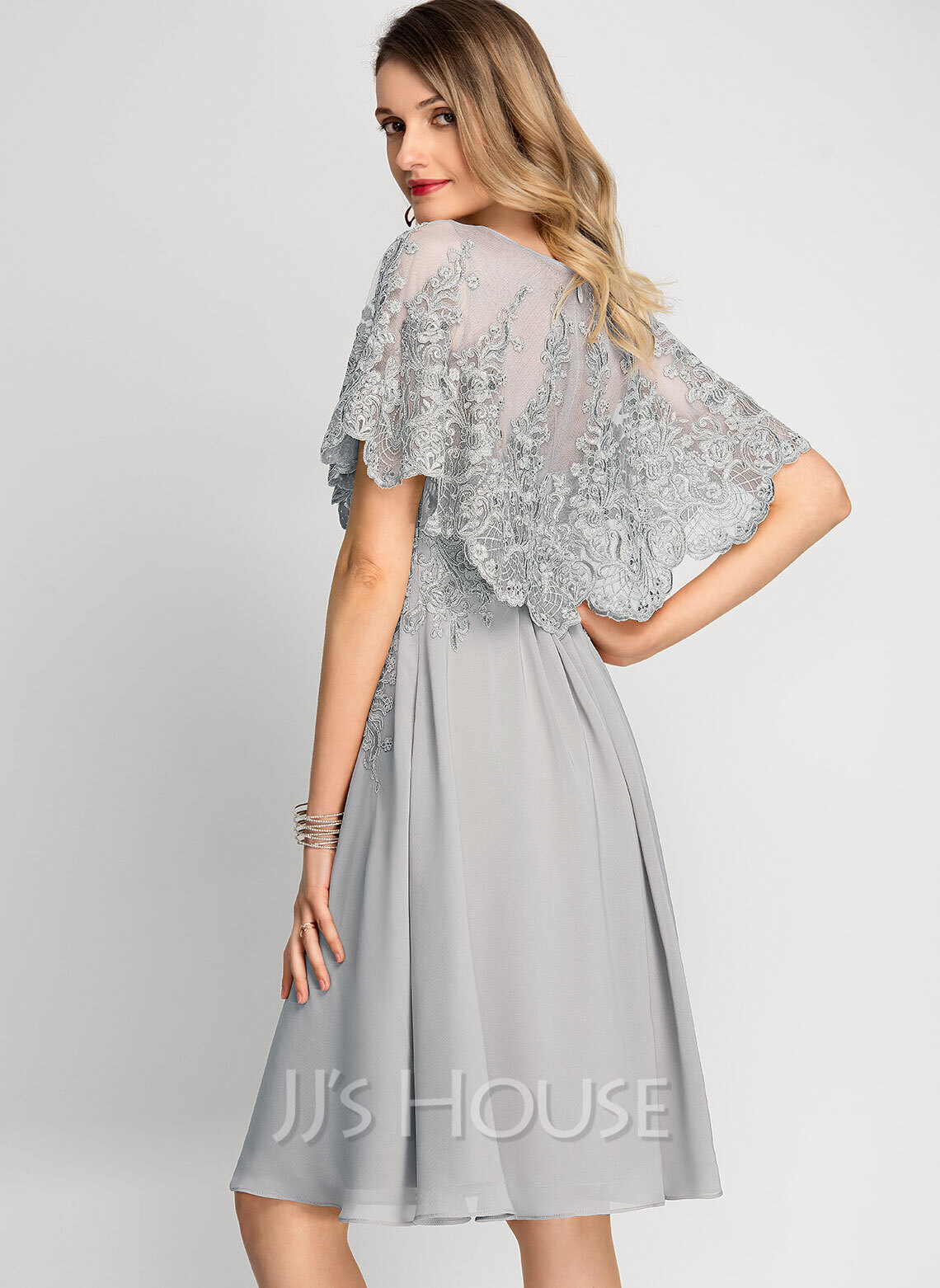 A-Line Scoop Neck Knee-Length Chiffon Cocktail Dress (016212859) - JJ's ...