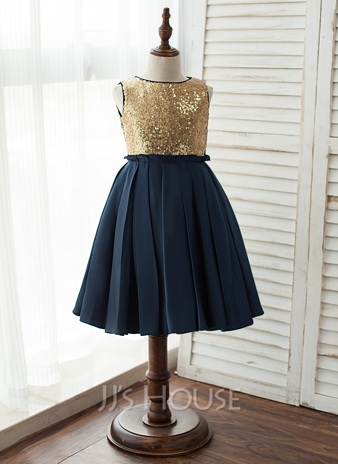 A-Line Satin Tulle Knee-length Flower Girl Dress