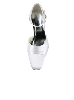 Emily Bridal Bruiloft Schoenen Vrouwen Satijn Chunky Hiel Gesloten Teen 36EU