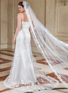 Three-Tier Cathedral Length Bridal Veils With Applique main image 1