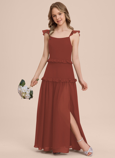 A-line Cascading Ruffles Chiffon Dress
