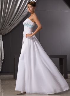 Empire Strapless Chiffon Gown with Sweetheart Neck Gold Plus Size main image 1