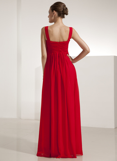 Empire Strapless Chiffon Gown with Sweetheart Neck Fuchsia