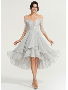 A-Line/Princess Off-the-Shoulder Asymmetrical Satin Cocktail Dress ...