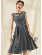 A-Line V-neck Knee-Length Chiffon Lace Cocktail Dress With Beading ...
