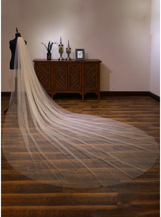 One-tier Cut Edge Voile Chapel Veils with Bow CV0265