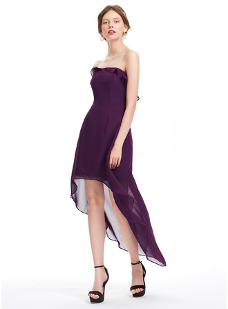 A-Line/Princess Strapless Asymmetrical Chiffon Homecoming Dress With ...