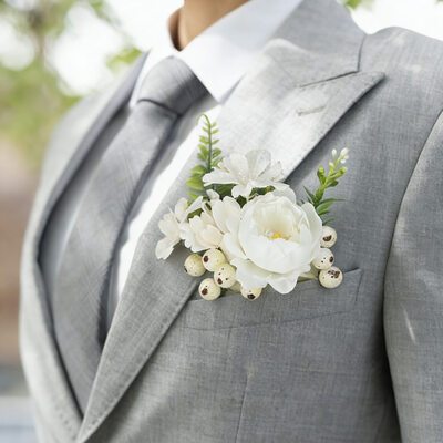 Artificiell Brudbuketter Siden blomma Boutonniere För
