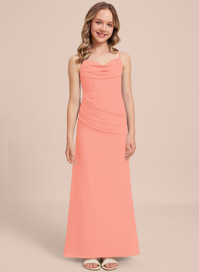 Reto decote degagê chiffon vestido