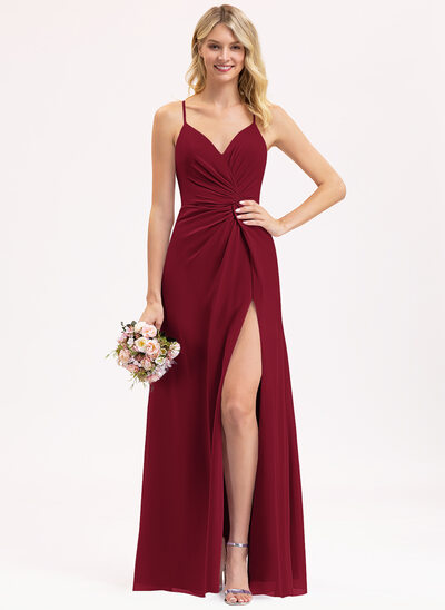mauve plus size bridesmaid dresses A-line Sparkling Tulle Plus Size Bridesmaid Dresses with Slit COCOMELODY CB0621PS, Violet main image 0