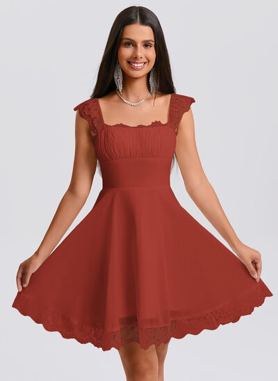 Square Pleated Chiffon Dress