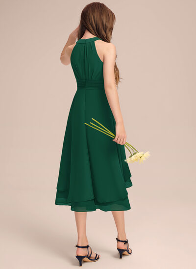 dark green dresses for wedding guest ZAPAKA Women Dark Green Wedding Guest Dress with Slit Spaghetti Straps Ruffles Bridesmaid Dress, Pine / US6 main image 0