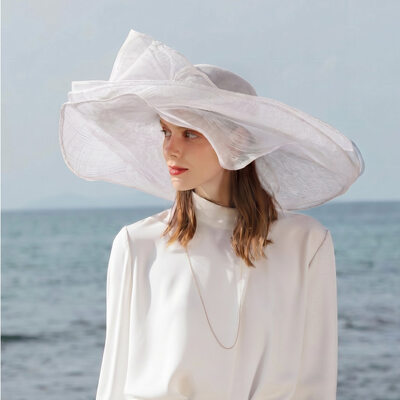 Women's Wide Brim Bowknot Sinamay Wedding Cocktail Kentucky Derby Church Hats 