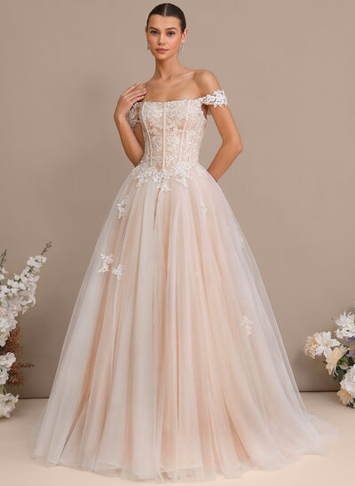 Ball-Gown/Princess Square Sequins Convertible Lace Dress