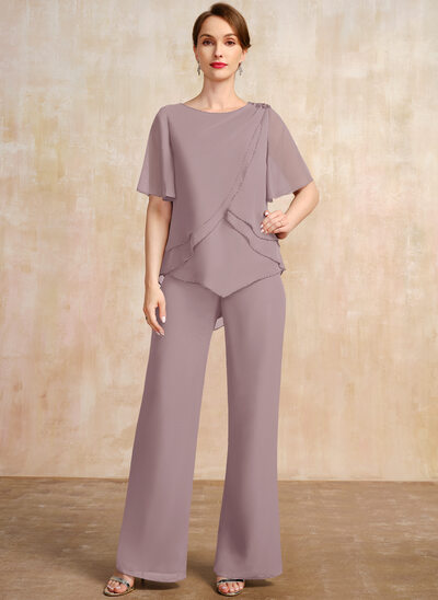 Tailleur-pantalon avec perles en mousseline