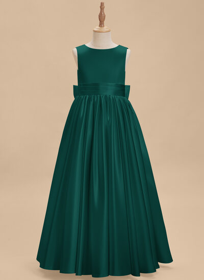 dark green dress with puff sleeves Hunter Green Girls Toddler Full Length Flower Girl Dress 7/8 / Dress/Plain Sash