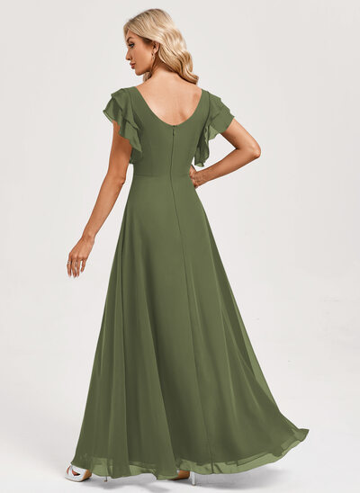 slim fit dress slacks Valencia Long Sleeve Bridesmaids Dress in Olive Green main image 1