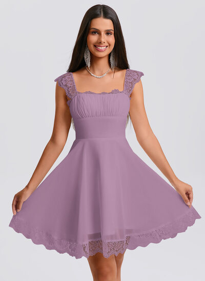 Square Pleated Chiffon Dress