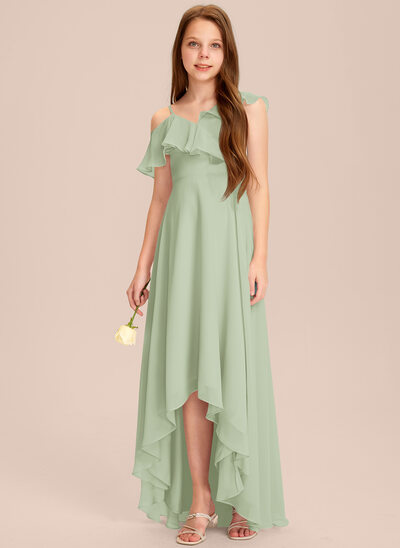 sage green bridesmaid dresses junior Wedtrend Women Dusty Sage One Shoulder Lace and Chiffon Junior Bridesmaid  Dress Wedding Guest Dress – WEDTREND