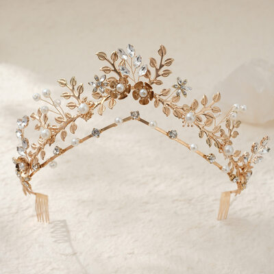 Rhinestone perlas corona y corona accesorios para el cabello tocados
