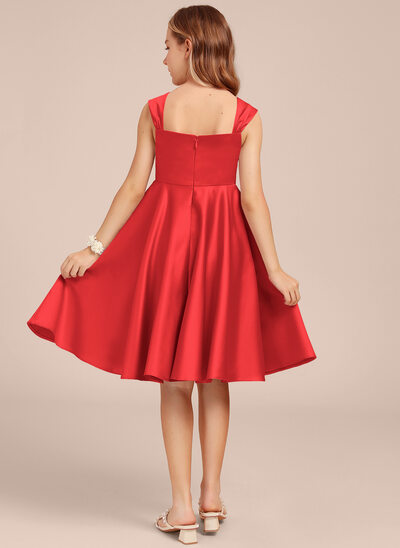apple red junior bridesmaid dresses Satin Flower Girl Dress – Elegant Red Girls Formal Wear main image 1
