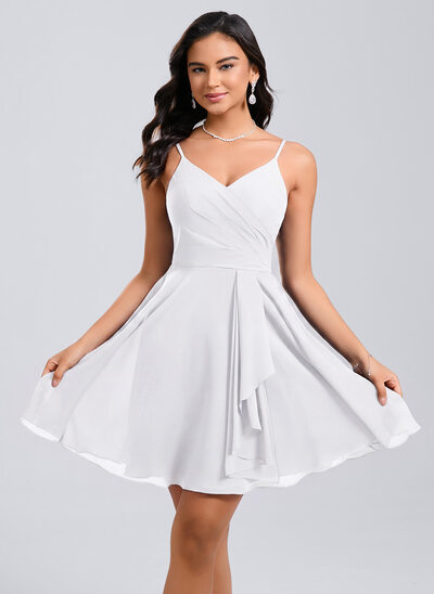 V-Neck Spaghetti Straps Chiffon Dress