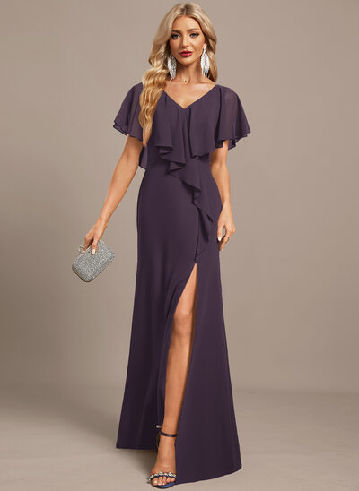 Robe maxi avec volants en cascade en mousseline