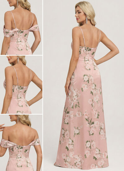 A-line Off the Shoulder Ruched Matte Satin Dress